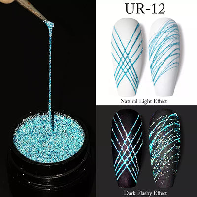 UR SUGAR 7ml Reflective Wire Drawing Gel Nails Polish Spider Web Varnish Painting Liner DIY Sliver Gold UV Glue Manicure