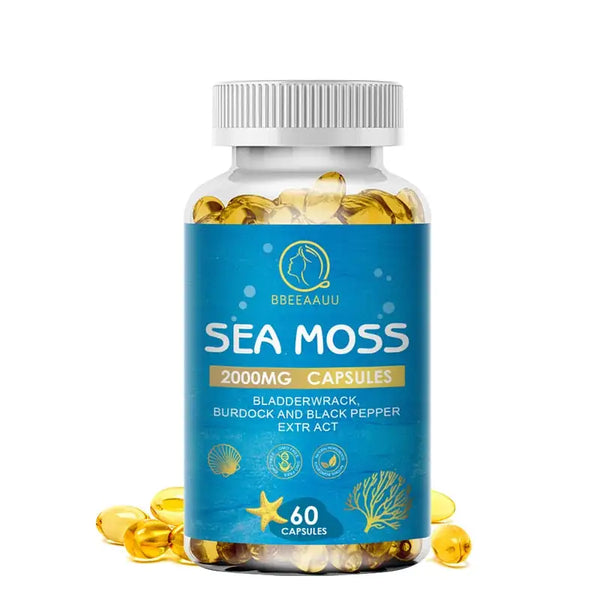 BEAU Organic Sea Moss Capsules Rich in Vitamins Minerals Boost Immune System Detox Promotes Metabolism Promote Hormonal Balance