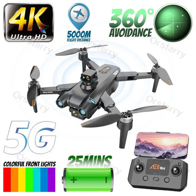 AE6 MAX Professional FPV 4K Camera Drone with DUAL Camrea 5G WiFi 5KM Brushless GPS Quadcopter Obstacle Avoidance Drone RC Toys
