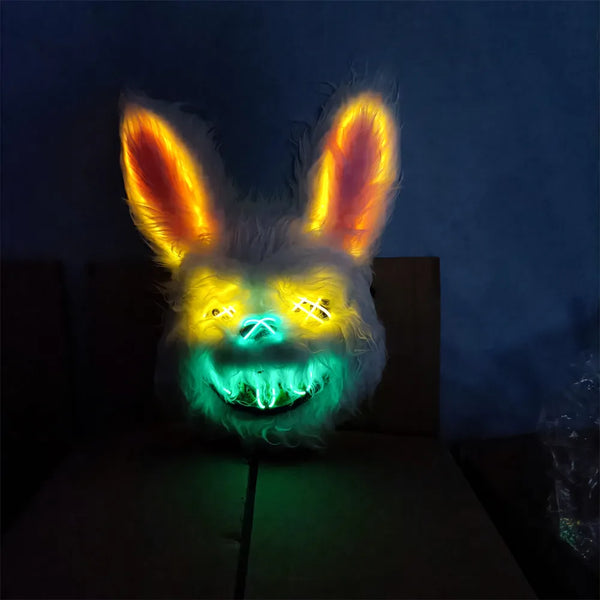 Hot Carnival EL Wire Bunny Mask Masquerade LED Rabbit Mask Glowing Christmas Party Mask For Birthday Wedding Party Cosplay Props