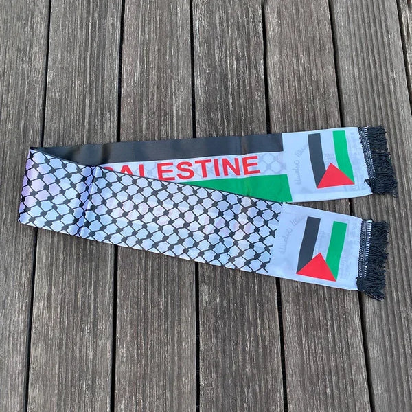 Palestine Scarf 130cm * 14cm Printed Satin Face National Day Flag Palace Map Scarf Shawl