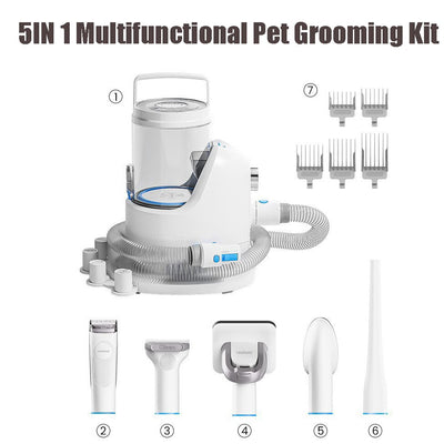 5in1 Dog Grooming Kit Low Noise Grooming Clippers Pet Vacuum Powerful Suction 5 Pet Grooming Tools 2L Dust Box Shedding Dog Hair