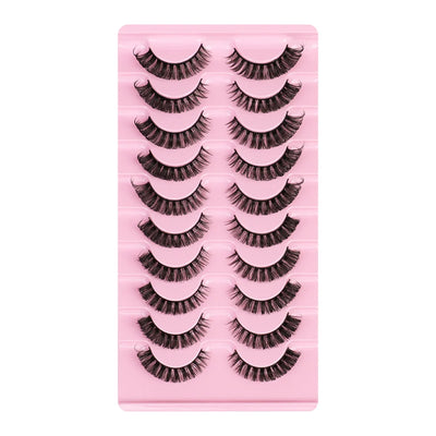 10 Pairs Russian Strip Volume Eyelashes DD Curl Wispy Fluffy False Eyelashes Look Like Lash Extensions Natural Lashes Pack