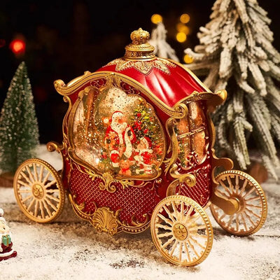 Christmas Music Box Carriage Old Man Snow Crystal Ball Snowman