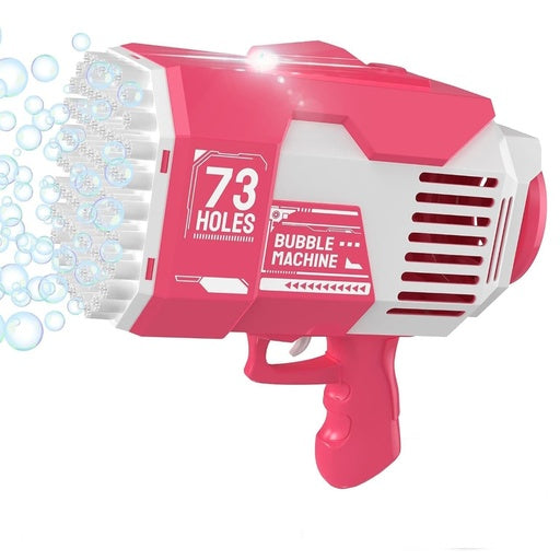 GOMINIMO 73 Holes Rechargeable Bubbles Machine Gun for Kids (Pink and White) GO-BMG-101-KBT