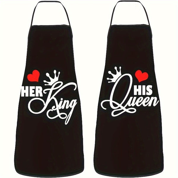 Two Aprons For Lovers, Polyester Apron, Cooking Kitchen Aprons, Valentine's Day Gift, Couples Women Men Chef Gifts For Valentines Day, Home Use, Kitchen Tools, Kitchen Accessories