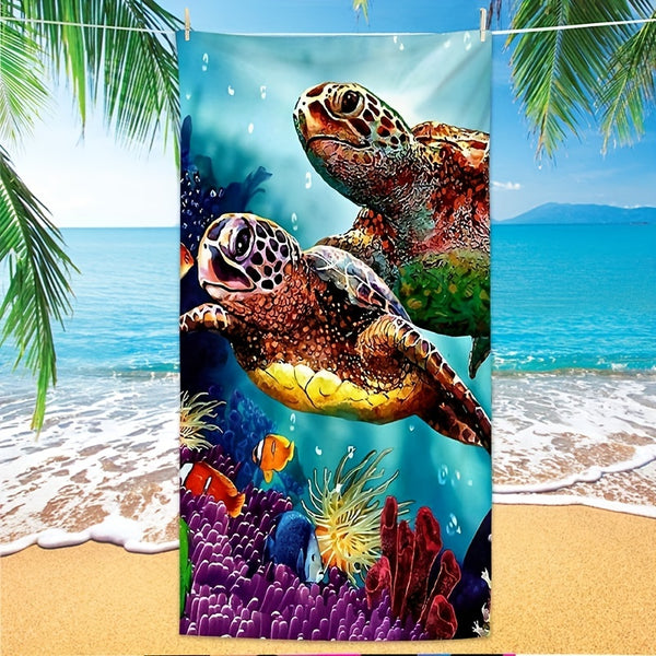 1pc Quick Drying Sea Turtle Beach Towel - Soft and Absorbent for Beach, Pool, and Summer Vacation - Beach Essentials - 59.1 x 27.6