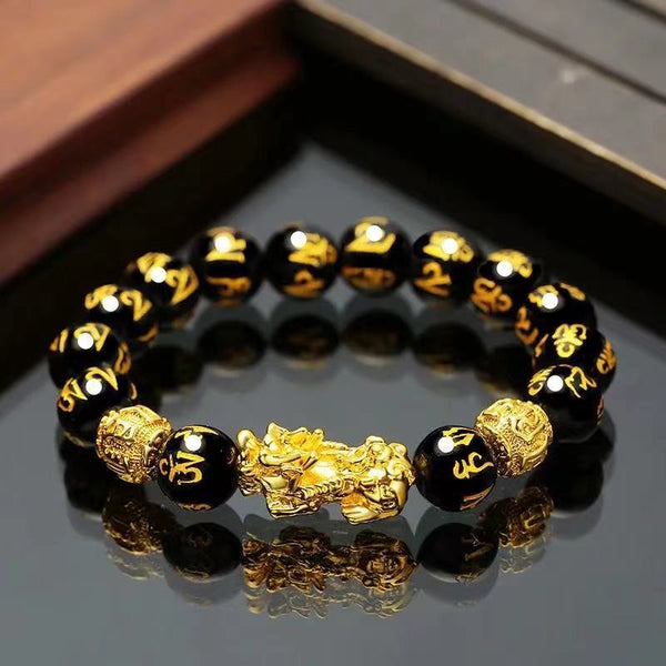 1pc Obsidian Stone Beads Bracelet Pixiu Bracelet Black Wealth Bracelet Bracelets Luck Bracelet For Women Men