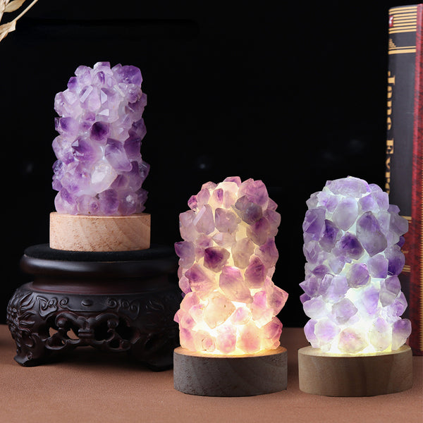 1pc Natural Amethyst Crystal Wishing Lamp with USB Interface and Dimmer Switch - Perfect for Home Decor and Meditation