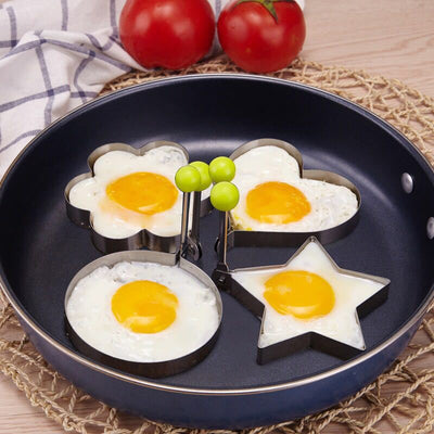 1/4pcs, Egg Mold, Egg Ring Molds, Fried Egg Mold, DIY Fried Egg Mold, Creative Egg Mold, Kawaii Egg Mold, Egg Ring Molds For Cooking, Stainless Steel Ring Mold, Breads Mold, Kitchen Accessories