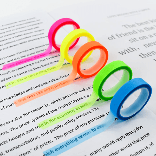 5 Roll 5 Colors Stickers Transparent Fluorescent Index Tabs Flags 5m Sticky Note Stationery Students'  Gift School Office Supplies