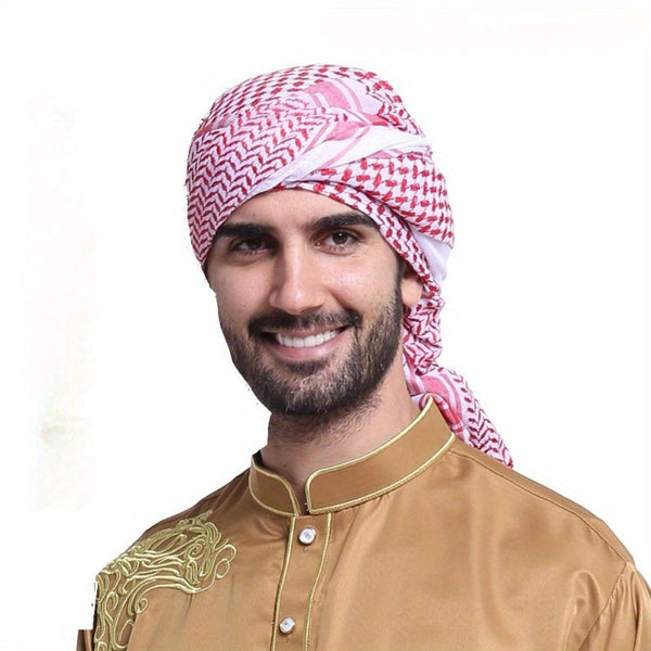 1pc Arabia Turban Wearing A Turban Scarf, Tactical Desert Keffiyeh Head Neck Scarf White Arab Wrap