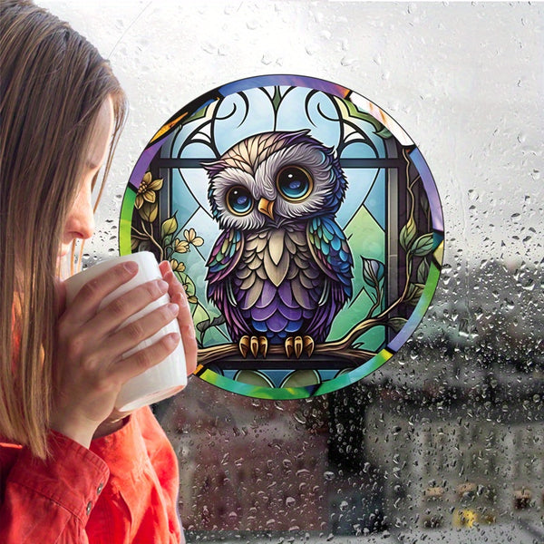 Car RV Sticker, Home Decoration, Static Cling Glass Sticker, Adhesive Free Window Sticker Decorative Sticker - Cute Owl