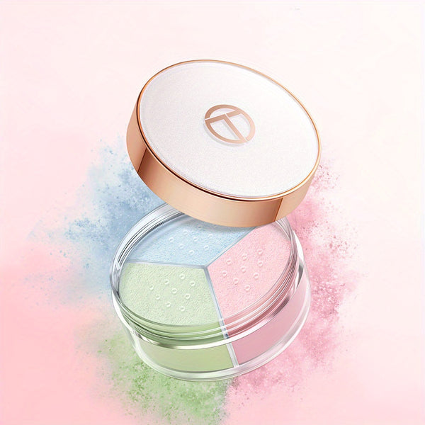 3-in-1 Loose Powder Face Powder Matte Long-lasting Lightweight Oil Control 3 Colors Finishing Powder Makeup For Women