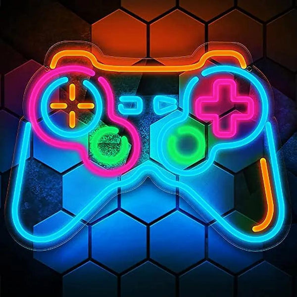 Blue Handle Controller Shape Neon Sign, USB Powered Gamepad Neon Sign, Game Room Decor For Teen Boys, Bedroom Living Room Wall Decor