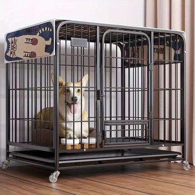 78.0*65.0*51.99cm Black Ordinary Indoor Large Space Thick Reinforced Kennel Dog Cage Square Tube Cage Large Dog Indoor Bathroom Isolation Large Internal Container Pet Cage Domestic Dog Cage Removable Iron Pet Cage