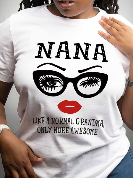 Nana Letter Print T-shirt, Casual Crew Neck Short Sleeve T-shirt,