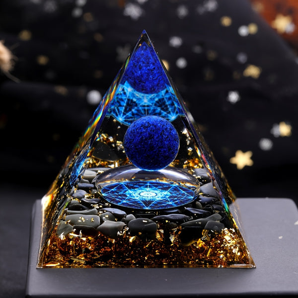1pc Stone Lapis Crystal Ball Crystal Pyramid - Attracts Positive Energy, Reduces Stress, Enhances Chakra Healing - Amethyst Meditation Stone As A Creative Gift