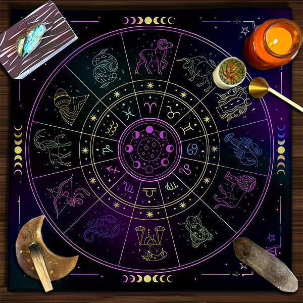 1pc, Tarot Tablecloth, 12 Constellations Divination Altar Cloth