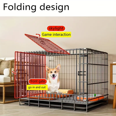 Professional Dog Cage, Foldable Pet Cage Equipped With Toilet, Thickening Indoor Cage Pet Supplies