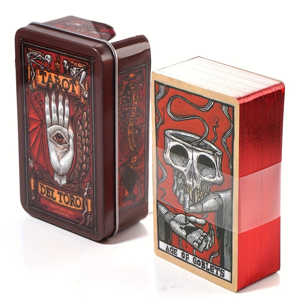 Gilded Tarot Deck by Guillermo Del Toro - 78 Cards & Guidebook in a Metal Tin Box