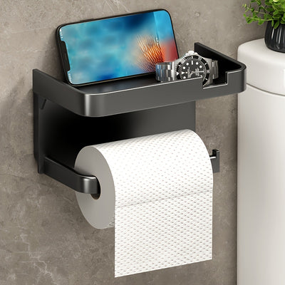 1pc Punch-free Toilet Tissue Box, Toilet Draw Paper Roll Paper Holder, Toilet Paper Shelf Wall Mounted, Bathroom Paper Holder With Phone Holder