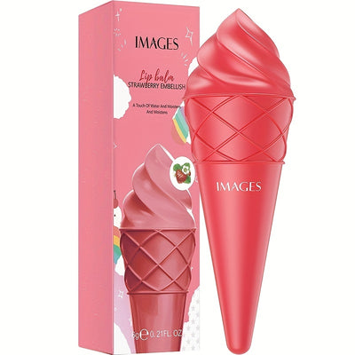 4 Flavors Of Hydrating And Moisturizing Lip Balm In Cute Ice Cream Shape - Perfect For Women And Girls - Fruit Flavored - Strawberry, Water Peach, Avocado, And Honey
