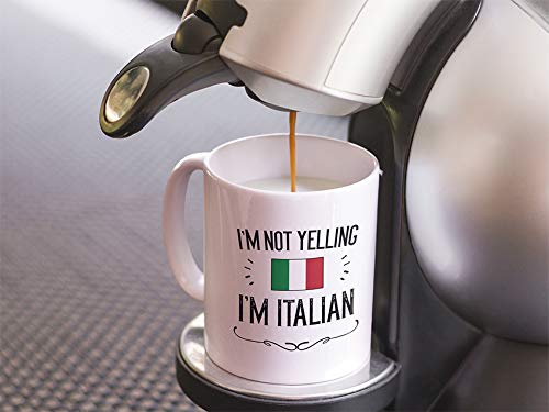 Casitika Funny Italian Pride Coffee Mugs. 11 oz Ceramic Italy Flag Novelty Mug. I'm Not Yelling I'm Italian.