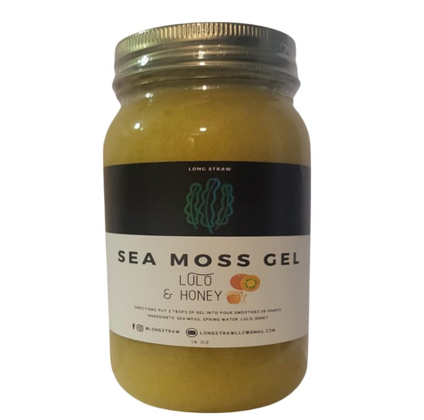 Longstraw Lulo & Honey Sea Moss Gel, 100% Organic, All Natural, Non-GMO, Plant-Based Marine Superfood Supplement for Immune Support & Gut Health, for Men & Women