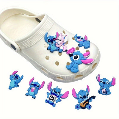 8PCS Disney Stitch Series Shoe Buckles Cute Cartoon Pattern Shoe Charms Detachable Shoe Buckles Decorative Accessories