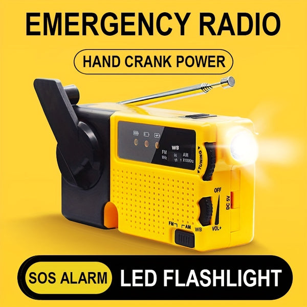 Portable Mini Gift Hand Crank Emergency Radio AM/FM/NOAA Weather Band With LED Flashlight, SOS Alarm, Recharged/Dry Battery Dual Mode