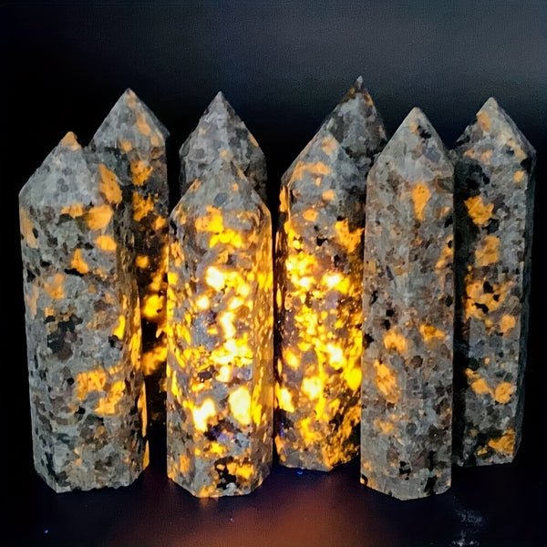 Amazing Natural Point Quartz Obelisk Crystal Wand Reiki Stone Will Turn Glow Under The UV Light