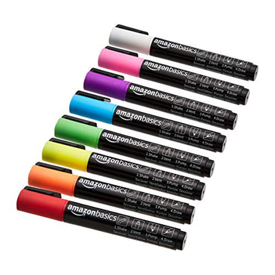Bullet/Chisel Reversible Tip Chalk Markers, Bold Point, 8 Pack, Bright Colors
