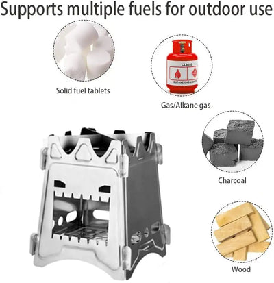 Flatpack Stainless Steel Wood Stove- Lightweight, Durable, Multi-Fuel, Portable & Foldable for Camping, Backpacking, Hiking, and Bushcraft Survival