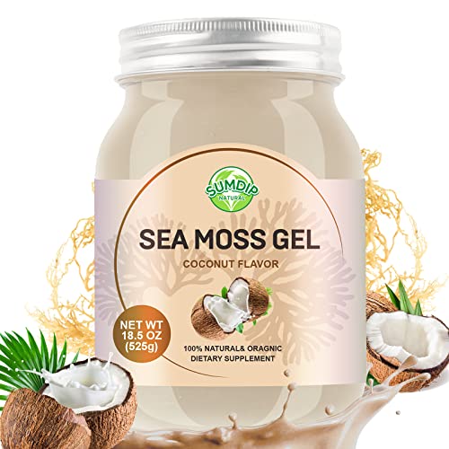 Seamoss Gel, 18.5OZ Organic Raw Wildcrafted Irish Seamoss Gel Immune and Digestive Support Vitamin Mineral Antioxidant Supplements, Coconut