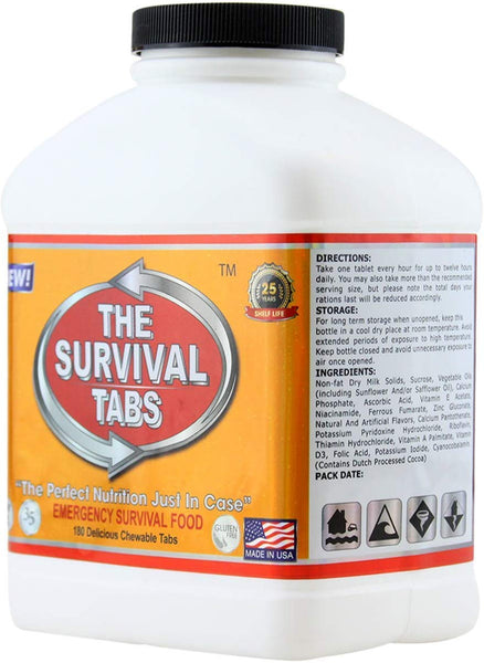 Survival Food for Kayaking Survival Tabs 15-day Food Supply 180 Tabs Emergency Food Ration MREs Food Replacement Gluten Free and Non-GMO 25 Years Shelf Life Long Term Food Storage - Butterscotch
