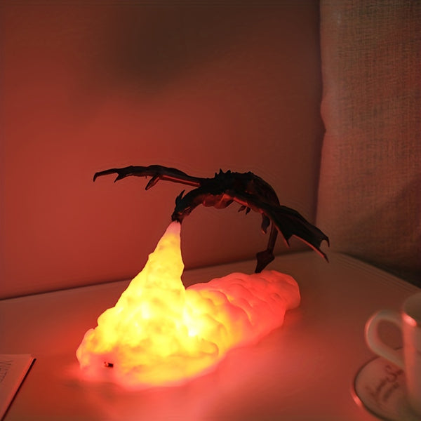 1pc Fire Dragon Lamps, 3D Printed Volcano Dragon Lamps Night Light Moon Light, Desktop Lamp For Bedroom Office, 3D Printed Night Lights, Mood Lights