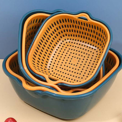6pcs Set Kitchen Strainer Draining Basket  Colander Plastic Washing Bowl