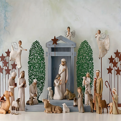 Nativity Figurine 10 Pieces Set Nativity Sculpted Hand-Painted Nativity Figures
