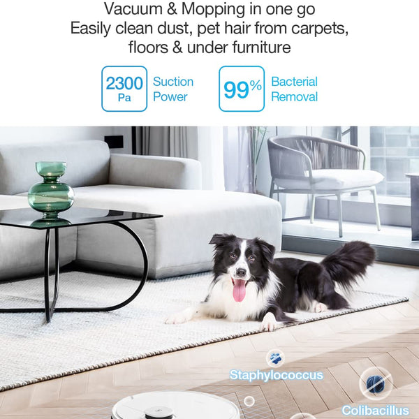 ECOVACS DEEBOT N8 Robot Vacuum Cleaner,dToF 2-in-1 Vacuum & Mopping,2300Pa Suction Power,Multi-Floor Mapping, Virtual Boundary,Carpet Detection