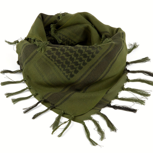 1PC Military Tactical Desert Head Neck Scarf Arab Wrap With Tassel, 109.22x109.22 Cm Thickened Outdoor Arabic Square Scarf