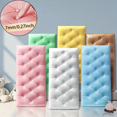 6pcs 3D Foam Anti-Collision Wall Sticker, Tatami Bedside Soft Bag Back Cushion Self-Adhesive Wall Panels, Bedroom Wall Decoration, Bedside Wall Aisle Sticker,anti body head bump wall