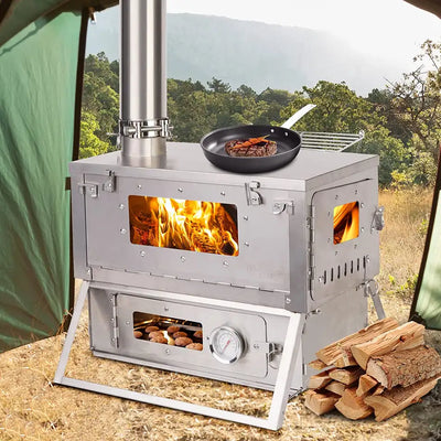 woods walker Titanium hot Tent wood Stove oven folding portable Wood log Camping backpacker winter camping foldable ultra light hiking cooking bbq Chimney, Cooking Grill, backpacker
