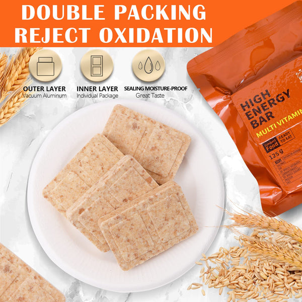 Emergency Food Ration Bars for Survival 6 Days, 120g*12 Bags, 7070 Kcal Survival Tabs Food Bar , Emergency Food Supply For Outdoor Camping Emergency Disaster Earthquake, 20 years Long Shelf Life（Multi Vitamin）