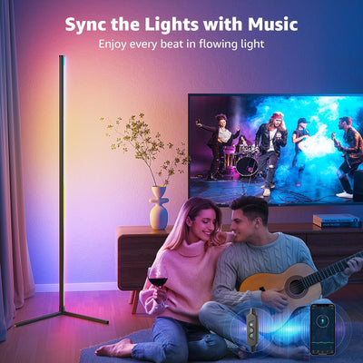 TONGLIN Floor Lamp, 1.4m LED Floor Lamp RGB Dimmable Colour Changing, DIY Mode Corner Floor Lamp with APP/Remote Control/Music Sync, Standing Lamp Mood Lighting for Living Room, Bedrooms, Gaming Room
