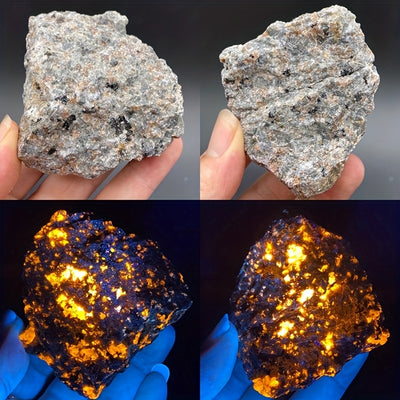 1pc Natural Flame Fire Stone Mineral Aromatic Stone Syenite UV Fluorescent Sodalite Mineral Rough Crystal Craft Ornaments