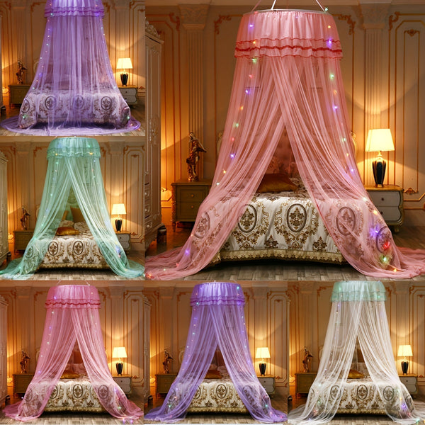 Dome Ceiling Mosquito Net, Bedroom Decoration Ceiling Hook High-end Floor Curtain Net Bedroom Office Living Room Decoration Mosquito Net (excluding Luminous Light Strip)