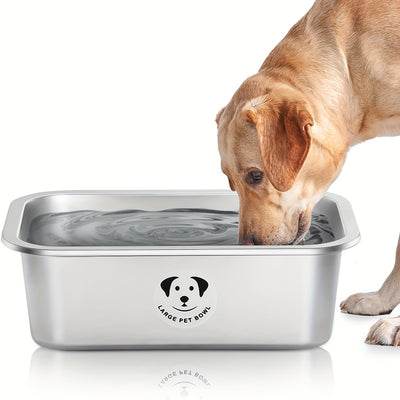 Large Capacity Stainless Steel Dog Bowl Drop Resistant Durable Dog Food Bowl Water Drinking Basin For Large Dogs