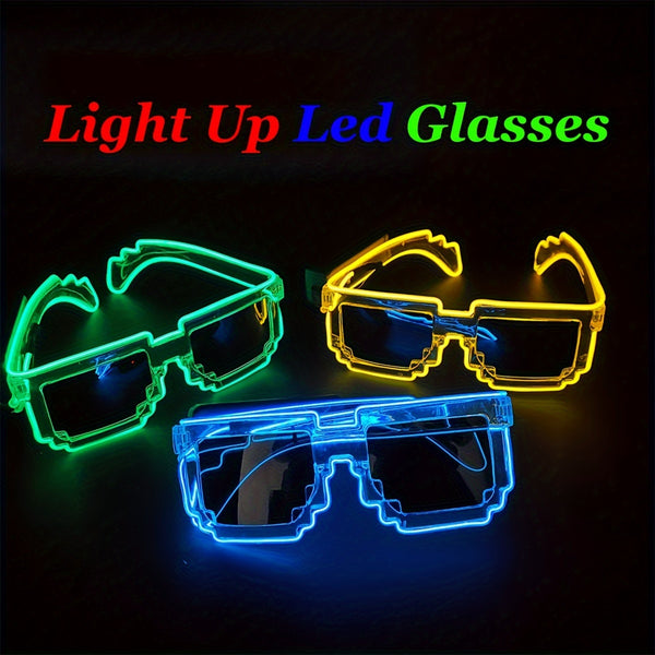 1pc, Glow Neon Rave Glasses El Wire Flashing LED Sunglasses Light Up Costumes For Glow Party Supplies Halloween Decoration, Glow In The Dark Party Supplies