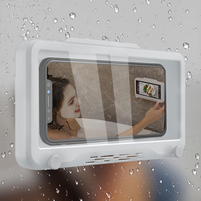 Wall Mount Shower Phone Holder Bathroom Case Waterproof Self Adhesive Bathroom Phone Holder Anti Fog Touch Screen For Bathroom Shower Kitchen Make Up Compatible With Mobile Phones Under 17.27 Cm